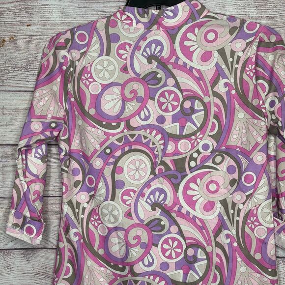 Devon Baer Retro Groovy Cotton Mod Print Preppy Fun Dress Size Small - Picture 4 of 10